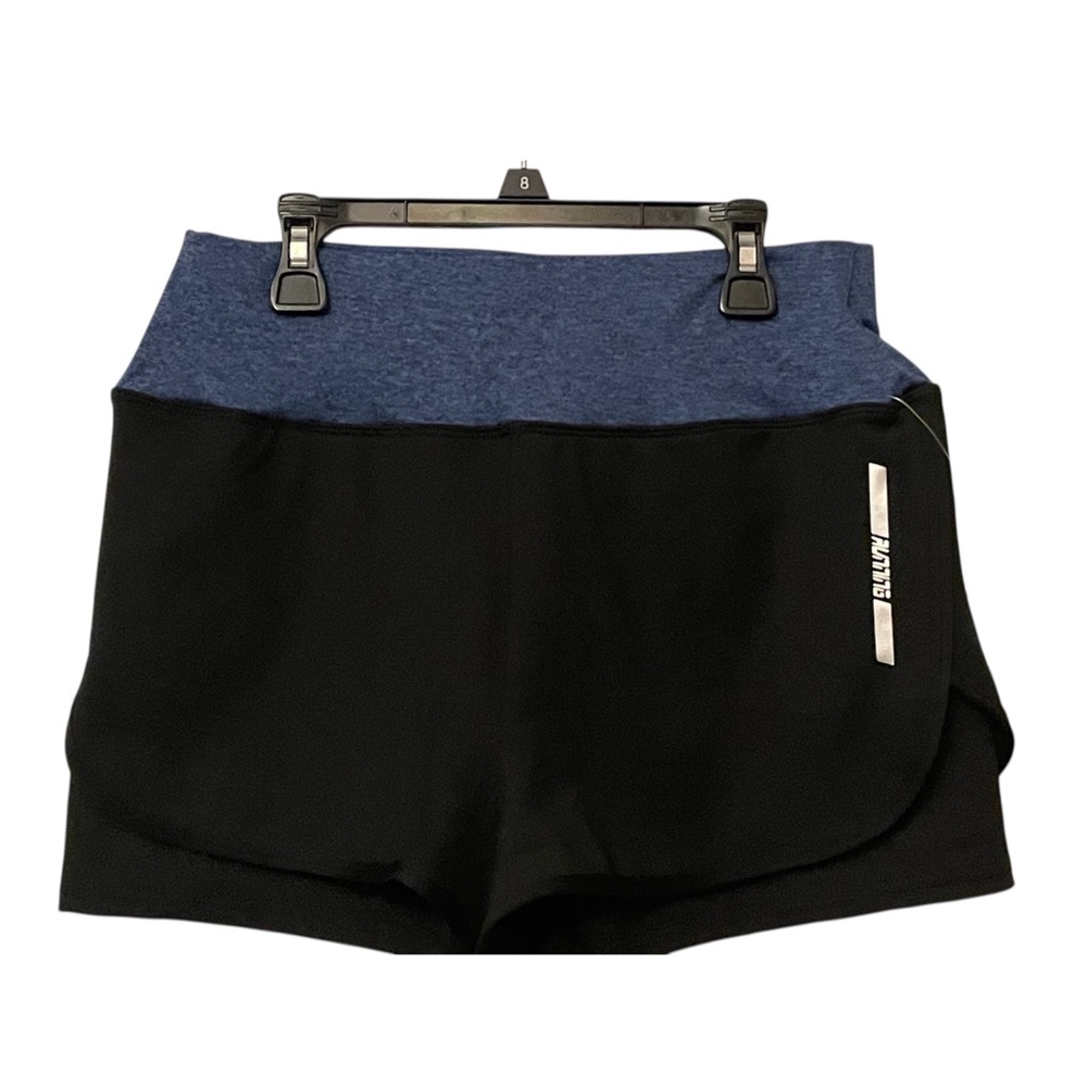 Women's Black and Blue Athletic Shorts